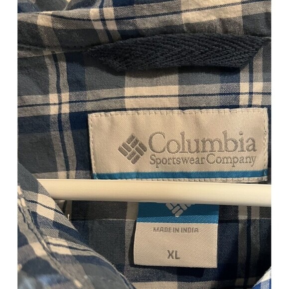 Columbia Mens Size XL Blue Plaid Button Up Pocket Long Sleeve Collared Outdoors - Picture 3 of 3